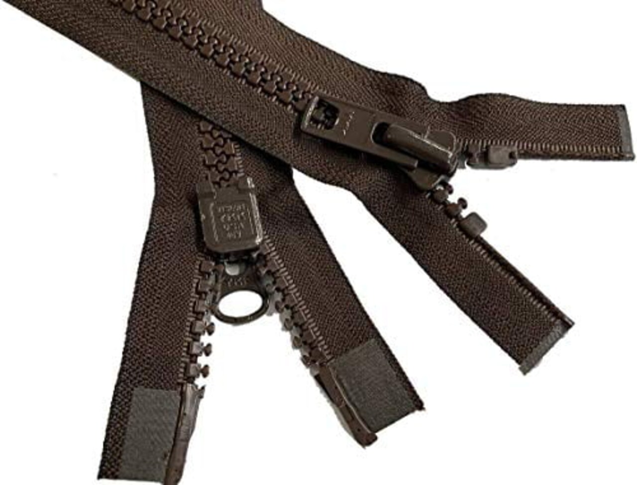 #10 Vislon Molded Separating Two-Way YKK Heavy Duty Jacket Zipper - Choose Your Length & Color - 1 Zipper Per Pack - Made in The United States (Brown - 570, 30" Inches)